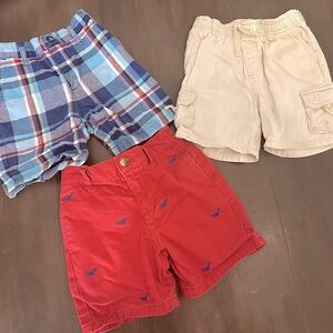 Janie and Jack Plaid, Red, and Beige Shorts Trio